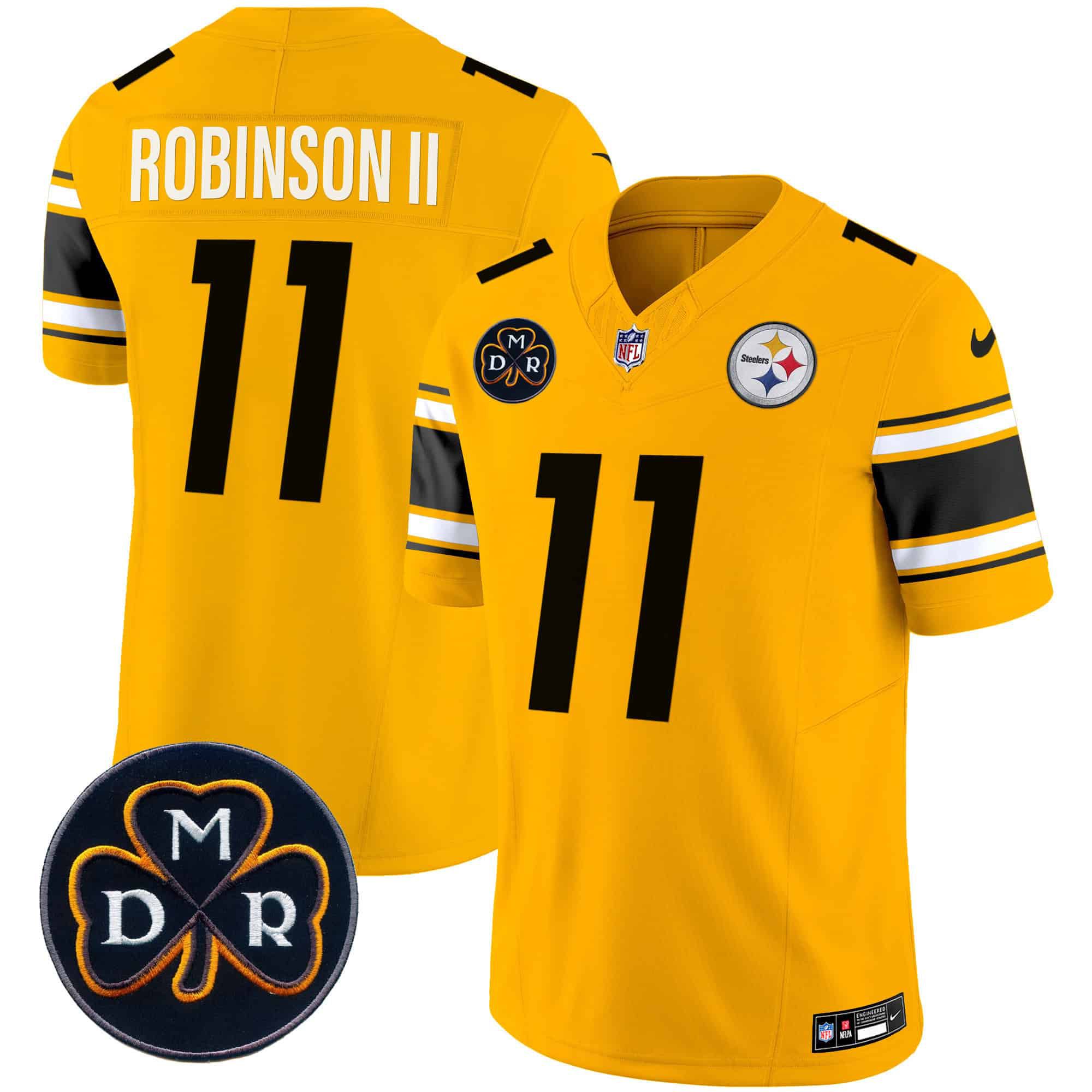 Men Pittsburgh Steelers #11 Robinson ii Yellow 2024 Nike DMR Patch Vapor Limited NFL Jersey->customized nfl jersey->Custom Jersey